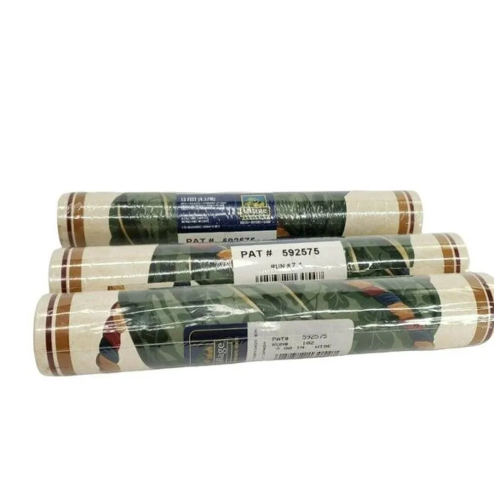 Village Wallpaper Border Floral Tassel Roping Jewel Tone 3 Rolls 45 ft Total New
